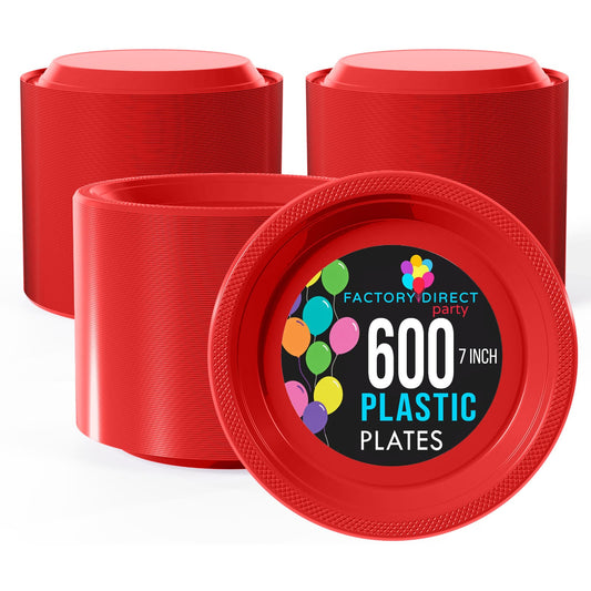 7 In. Red Plastic Plates | Case of 600