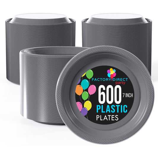 7 In. Silver Plastic Plates | Case of 600