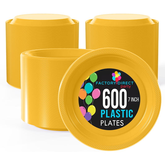 7 In. Yellow Plastic Plates | Case of 600