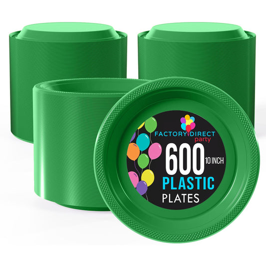 10 In. Emerald Green Plastic Plates | Case of 600