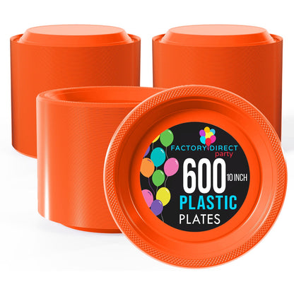 10 In. Orange Plastic Plates | Case of 600