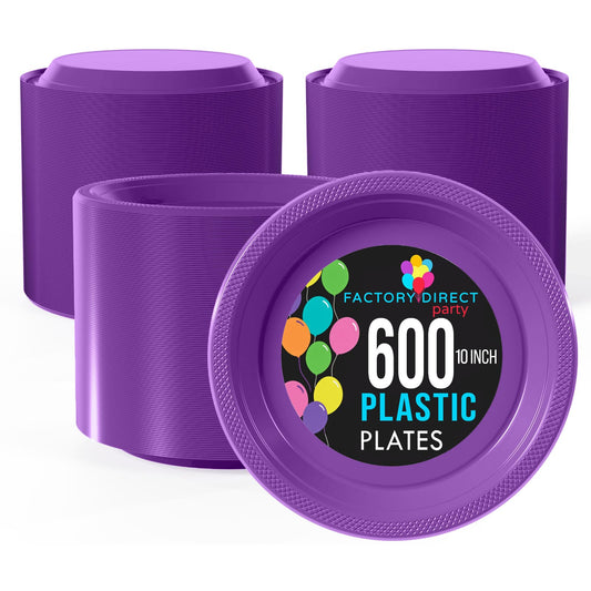 10 In. Purple Plastic Plates | Case of 600