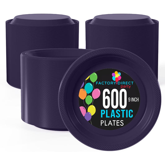 9 In. Navy Plastic Plates | Case of 600