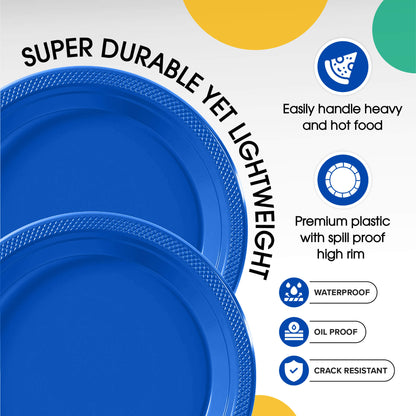 9 In. Dark Blue Plastic Plates - 50 Ct.