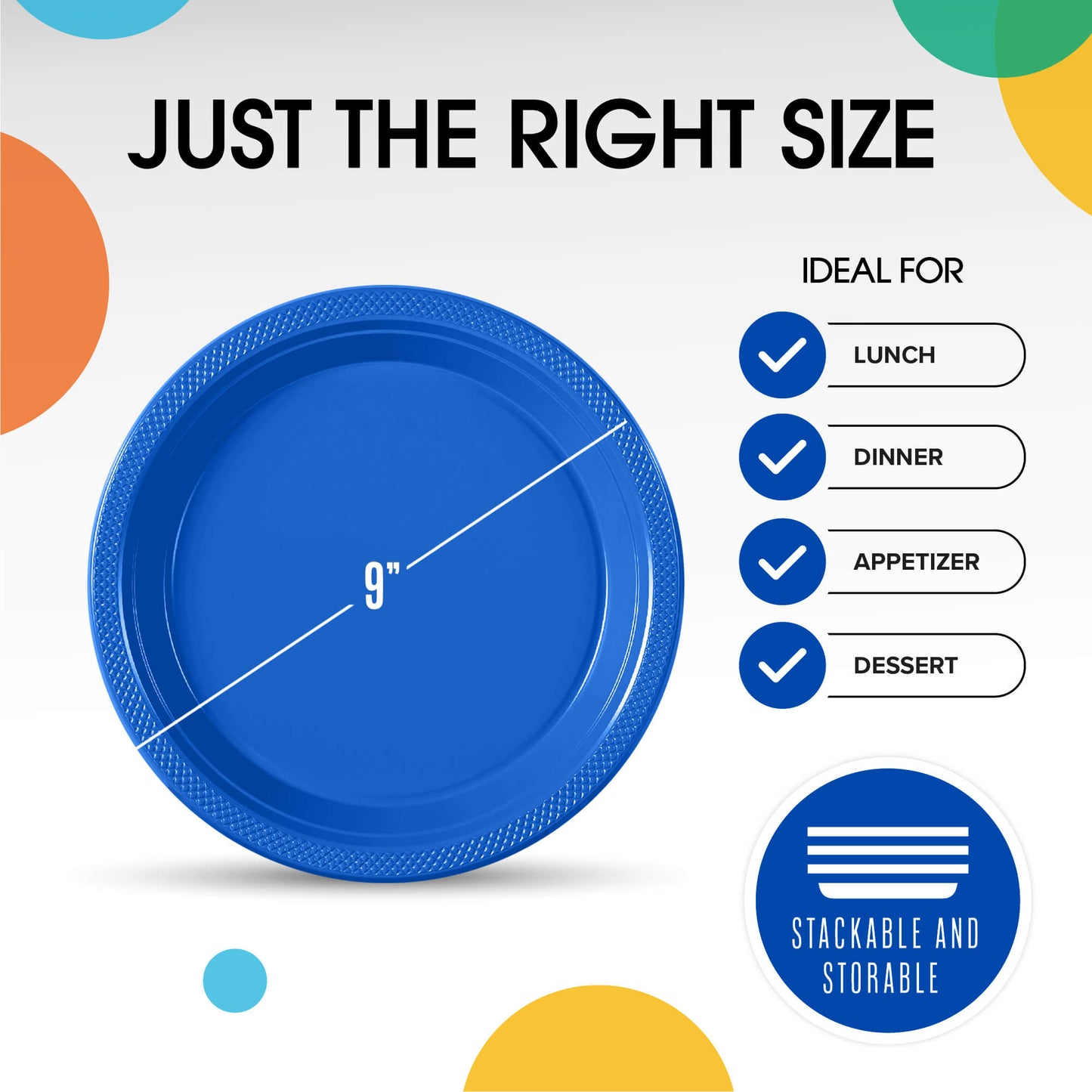 9 In. Dark Blue Plastic Plates - 50 Ct.