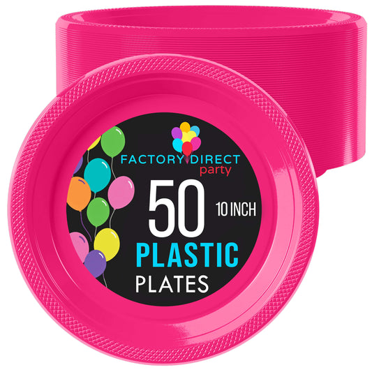 10 In. Cerise Plastic Plates | Case of 600