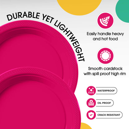 10 In. Cerise Plastic Plates | Case of 600