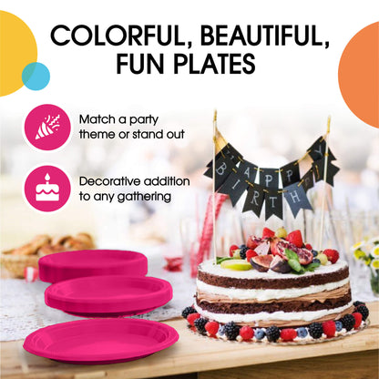 10 In. Cerise Plastic Plates | Case of 600