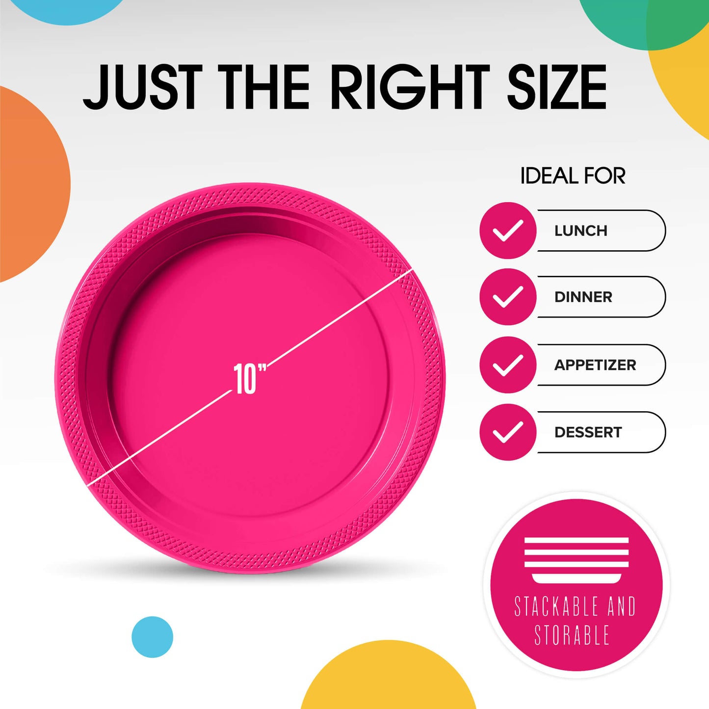 10 In. Cerise Plastic Plates | Case of 600