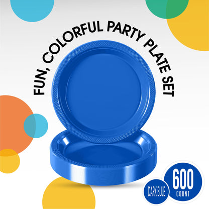 9 In. Dark Blue Plastic Plates | Case of 600