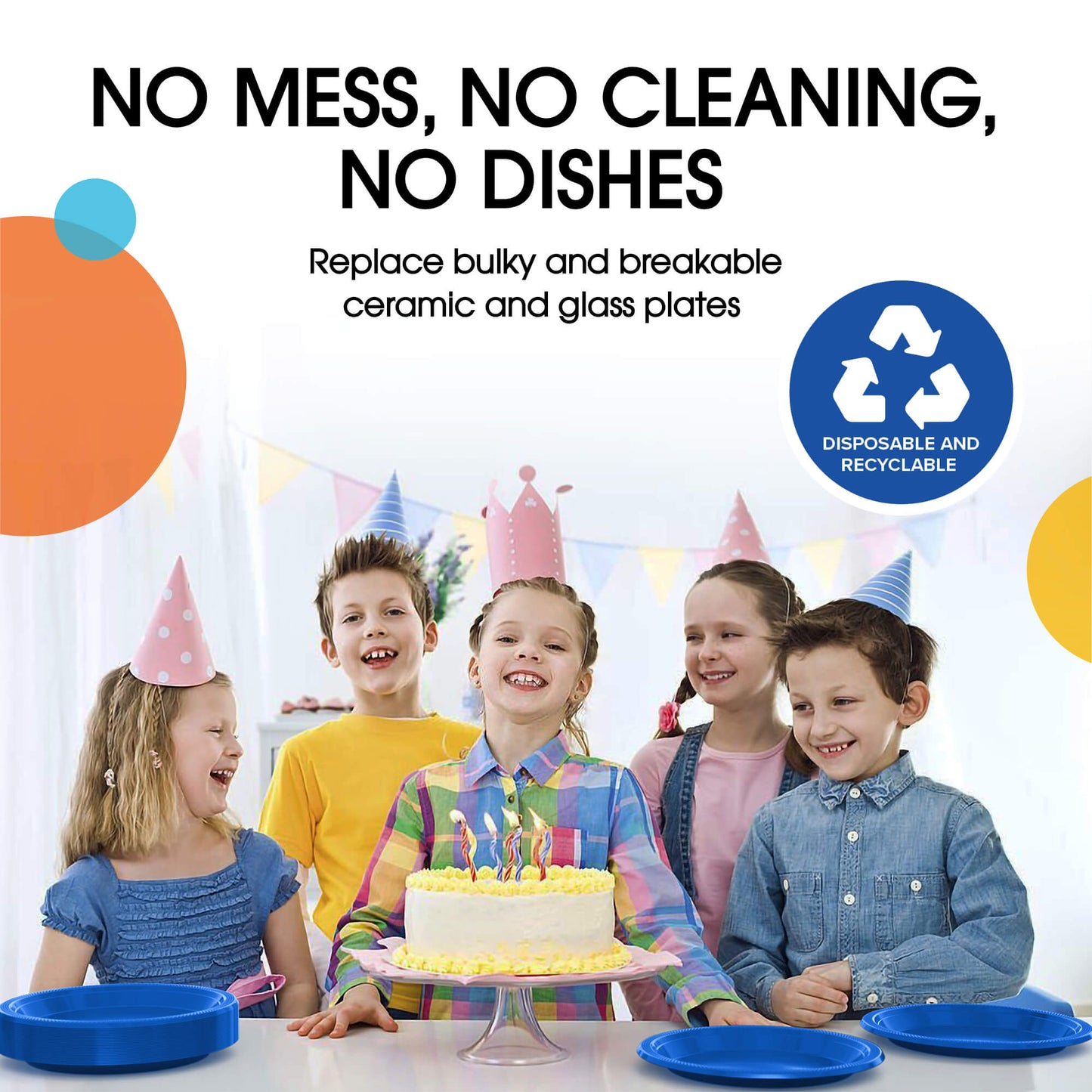 9 In. Dark Blue Plastic Plates - 50 Ct.