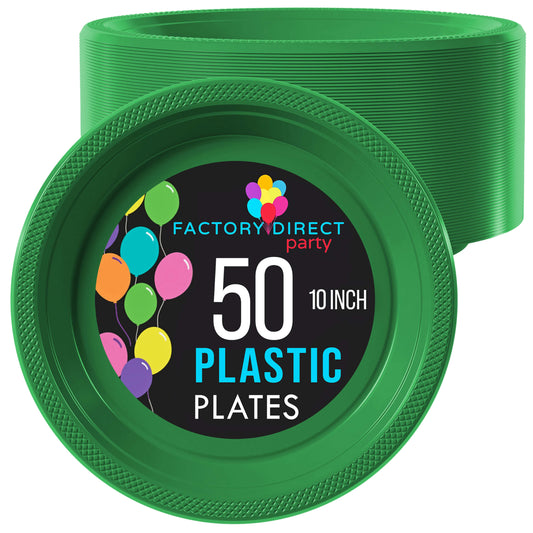 10 In. Emerald Green Plastic Plates | Case of 600