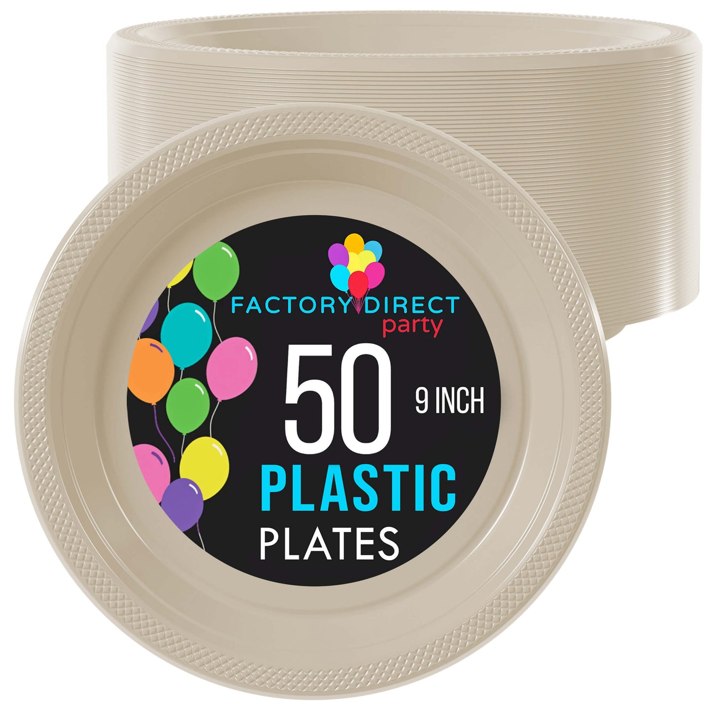 9 In. Ivory Plastic Plates | Case of 600