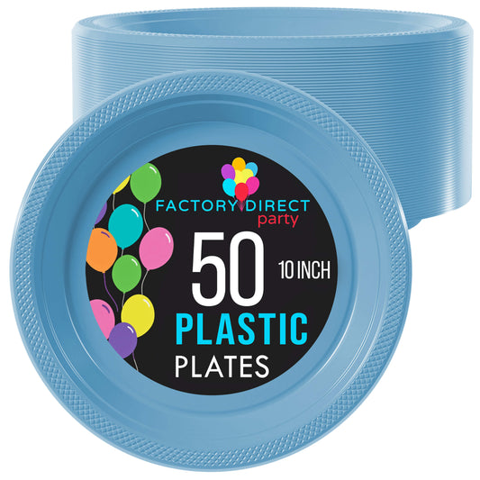 10 In. Light Blue Plastic Plates | Case of 600