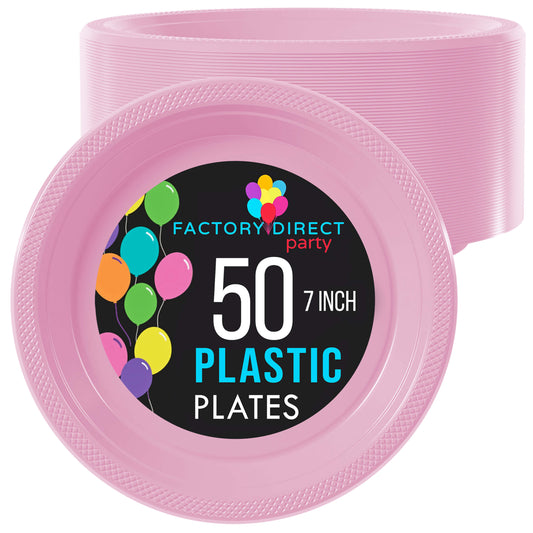 7 In. Pink Plastic Plates | Case of 600