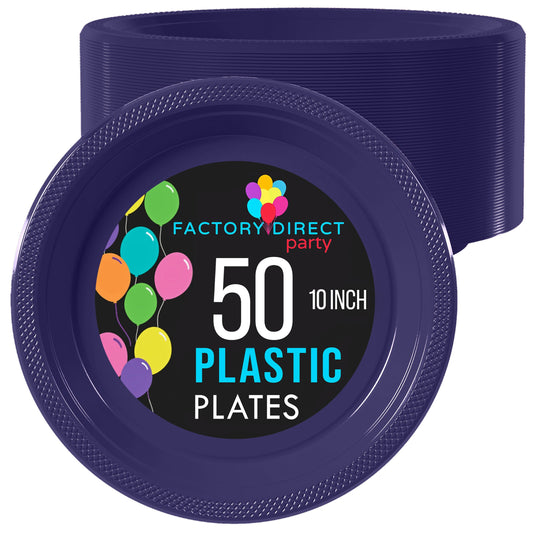 10 In. Navy Plastic Plates | Case of 600