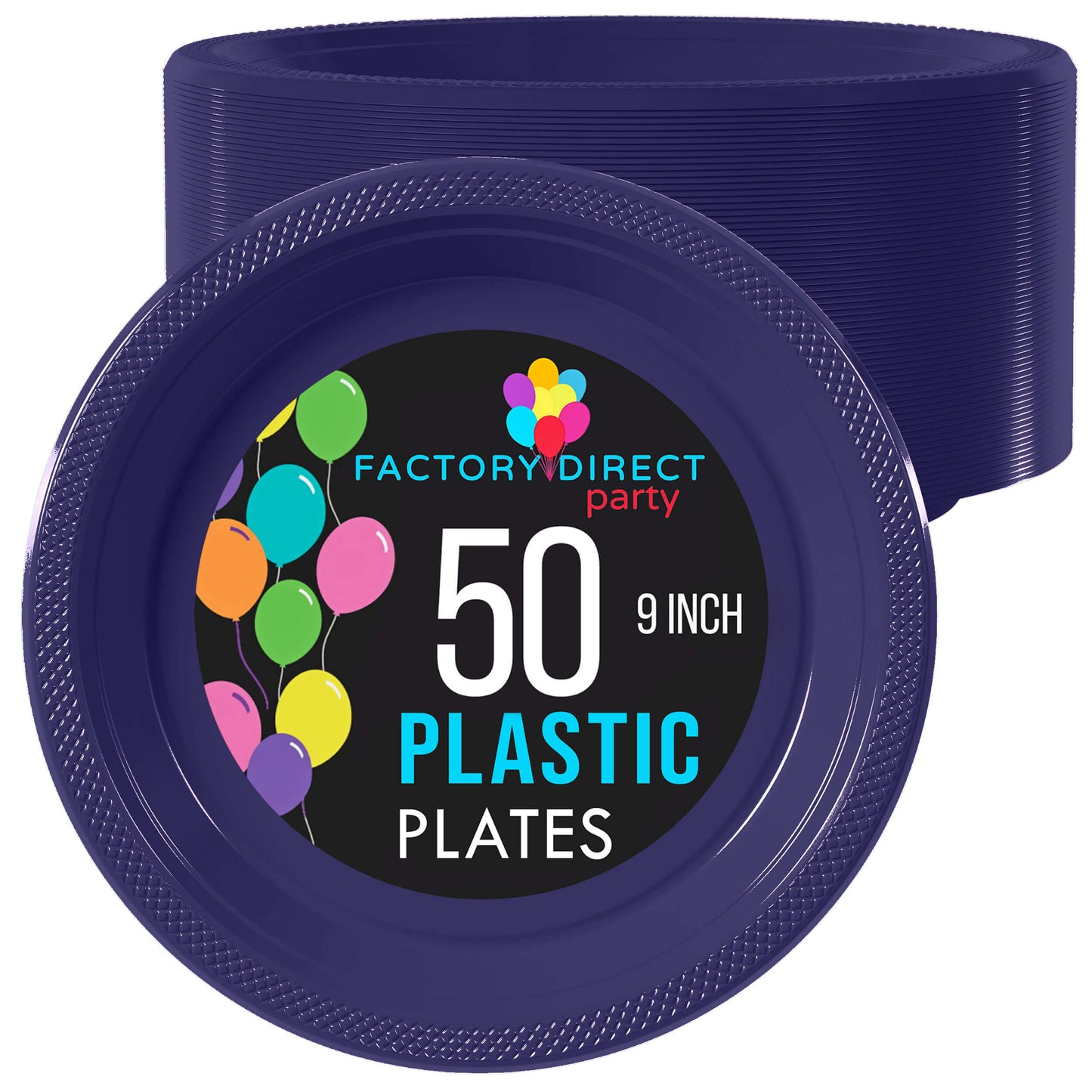 9 In. Navy Plastic Plates | Case of 600