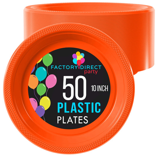 10 In. Orange Plastic Plates | Case of 600