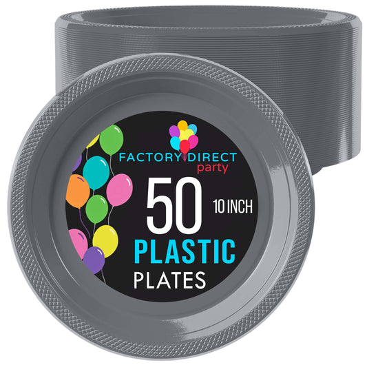 10 In. Silver Plastic Plates | Case of 600