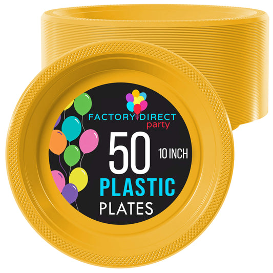 10 In. Yellow Plastic Plates | Case of 600