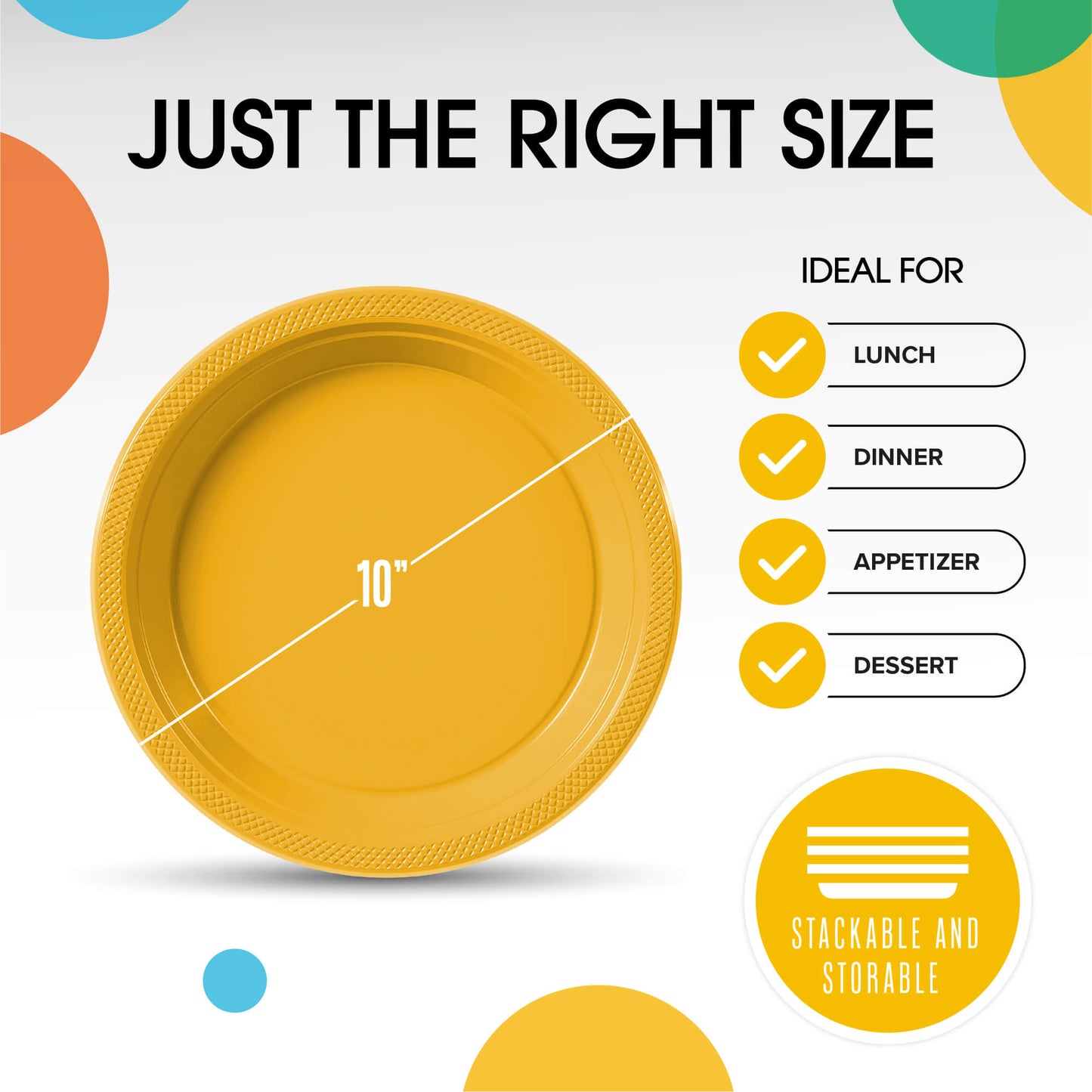 10 In. Yellow Plastic Plates | Case of 600