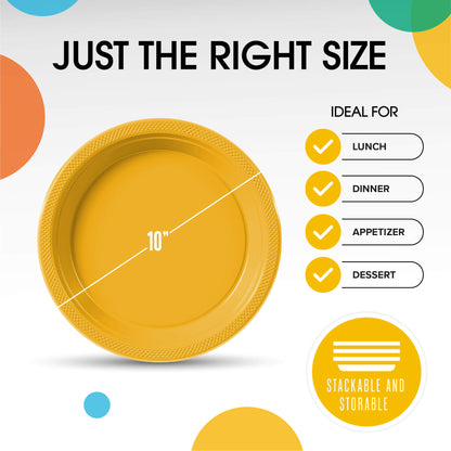 10 In. Yellow Plastic Plates | Case of 600