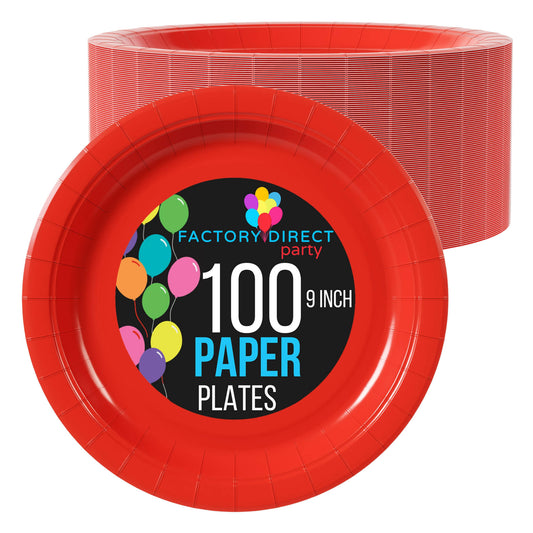 9 In. Red Paper Plates | Case of 1000