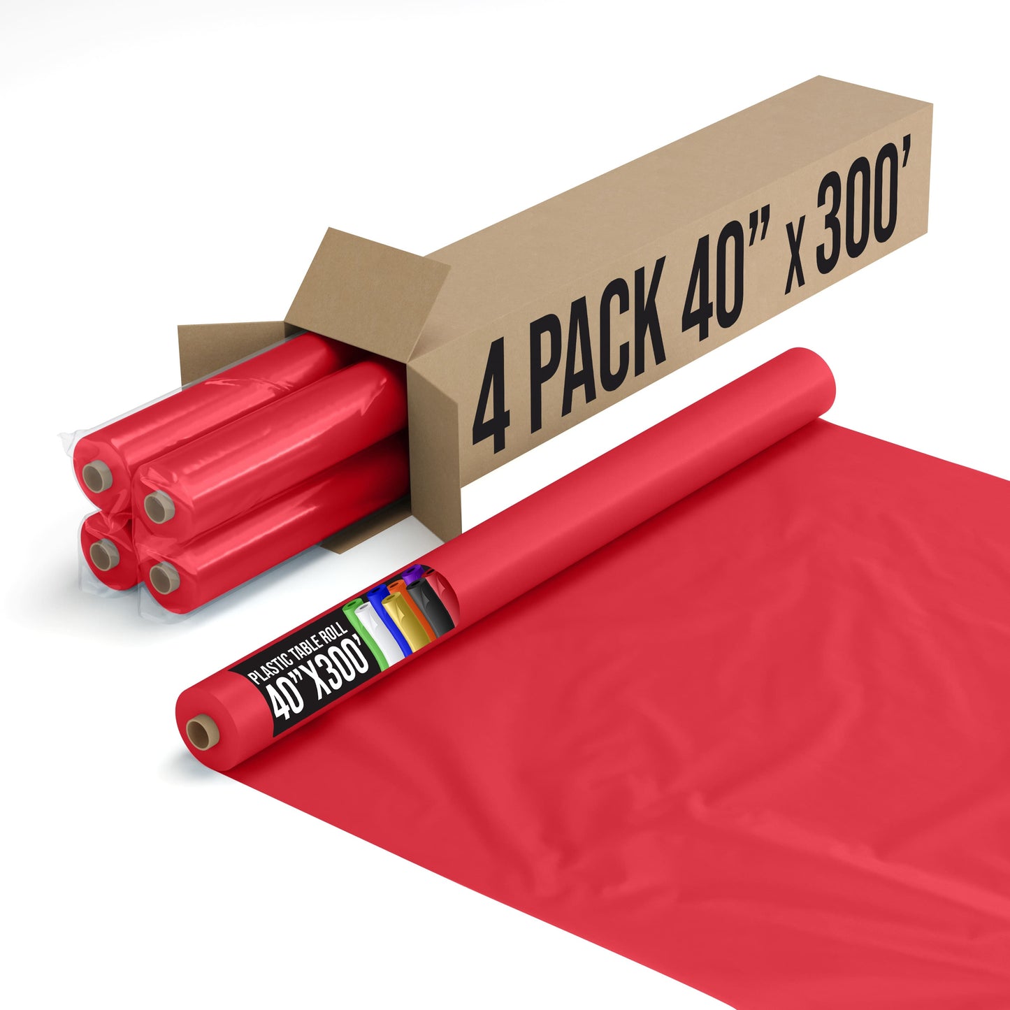 40 In. x 300 Ft. Premium Red Table Roll | Case of 4