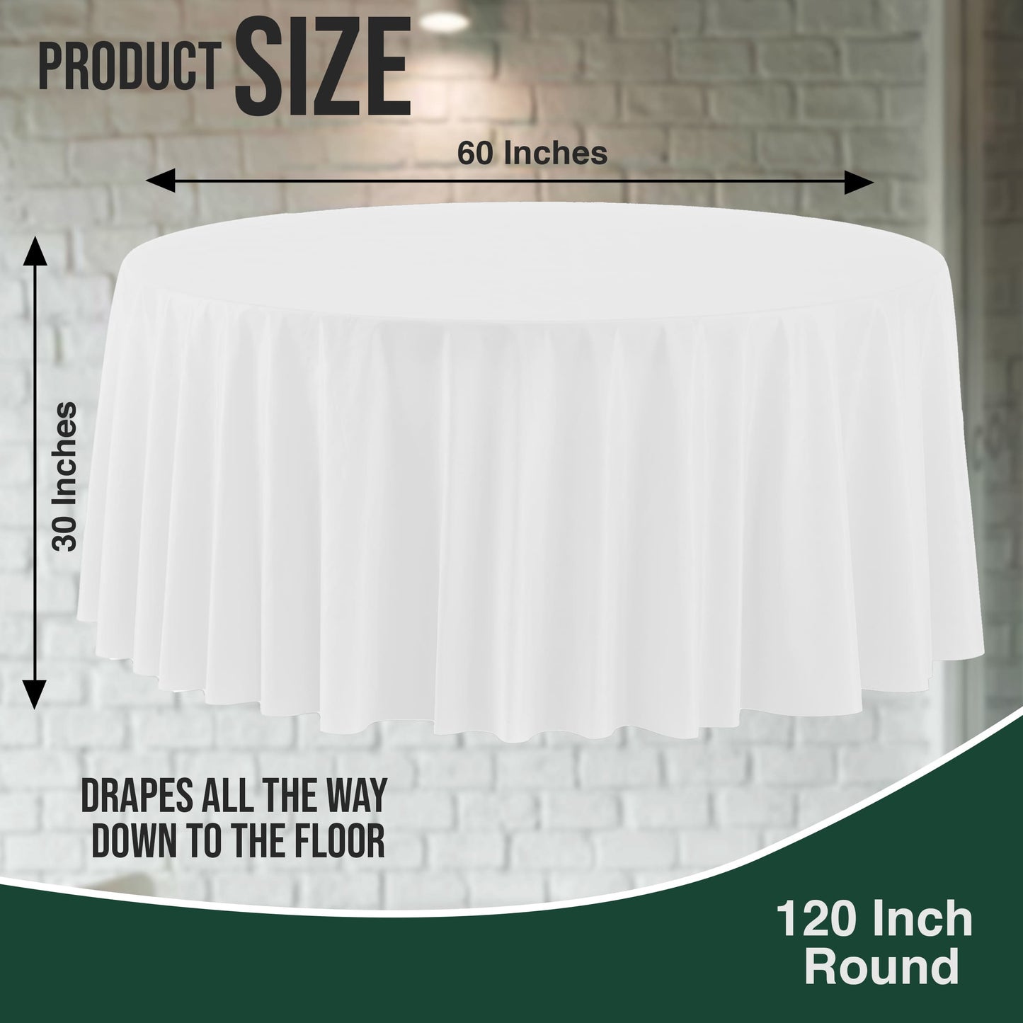 120 In. Premium Round White Table Cover | Case of 60