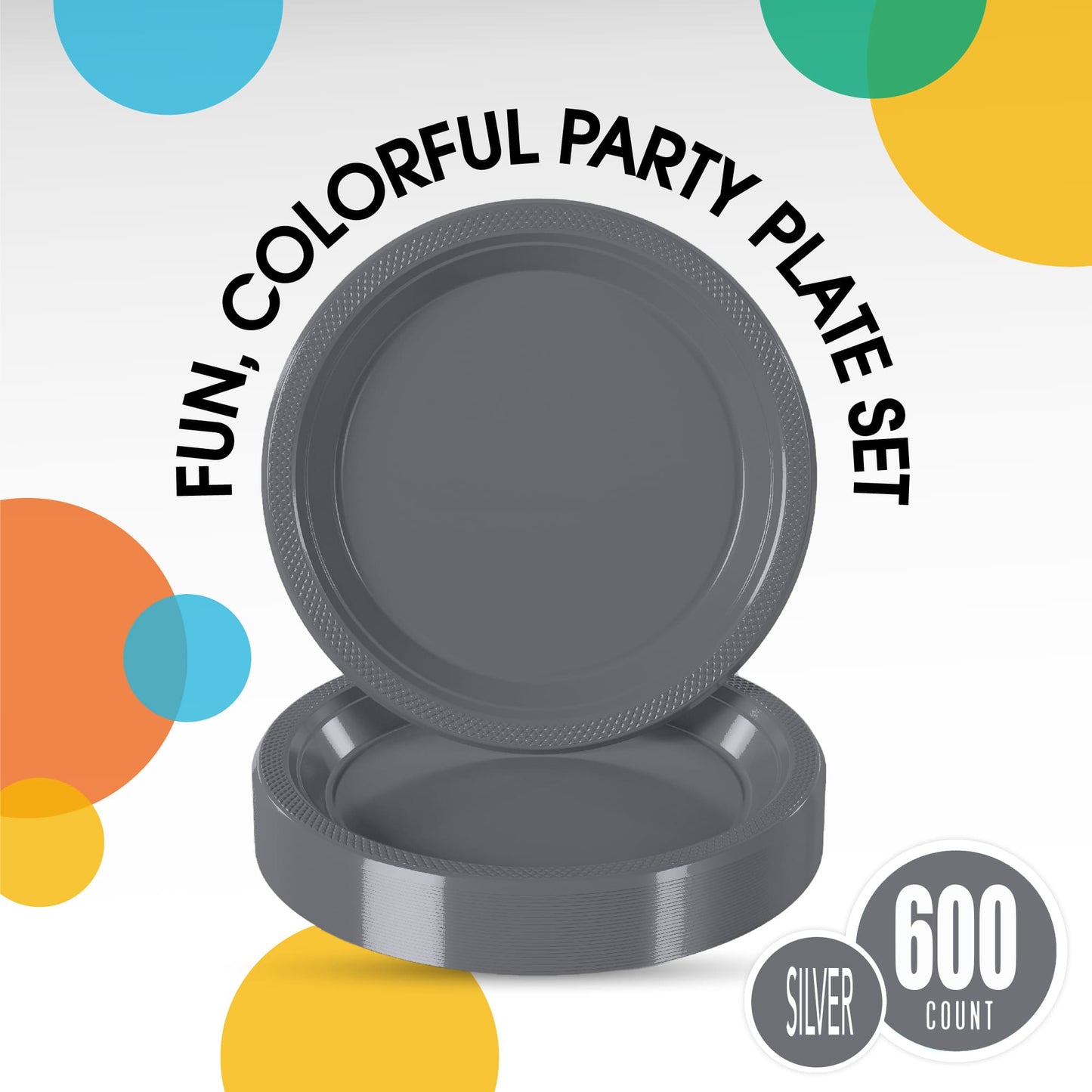 9 In. Silver Plastic Plates | Case of 600