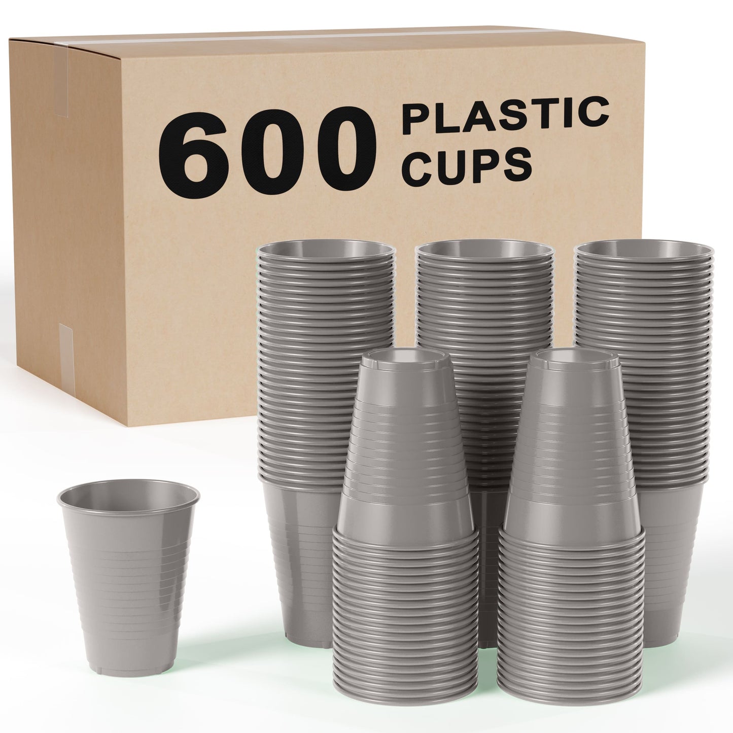 12 Oz. Silver Plastic Cups | Case of 600