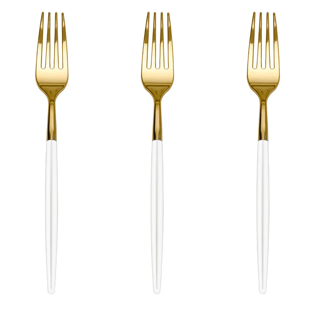 Trendables Forks White/Gold | 480 Count