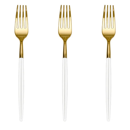 Trendables Forks White/Gold | 480 Count