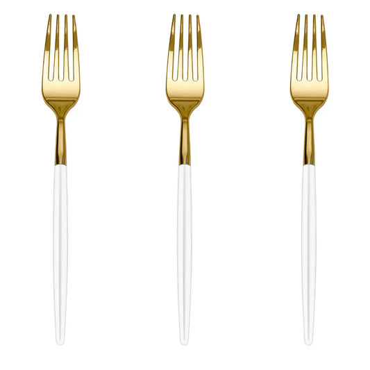 Trendables Forks White/Gold | 480 Count