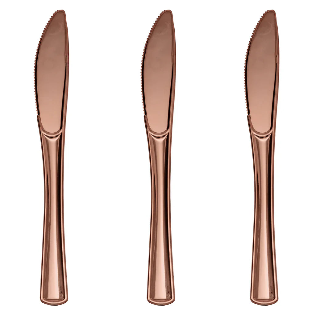 Exquisite Rose Gold Plastic Knives | 480 Count