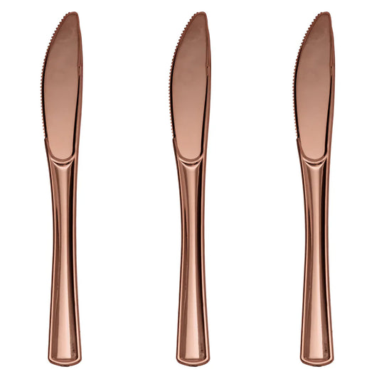 Exquisite Rose Gold Plastic Knives | 480 Count