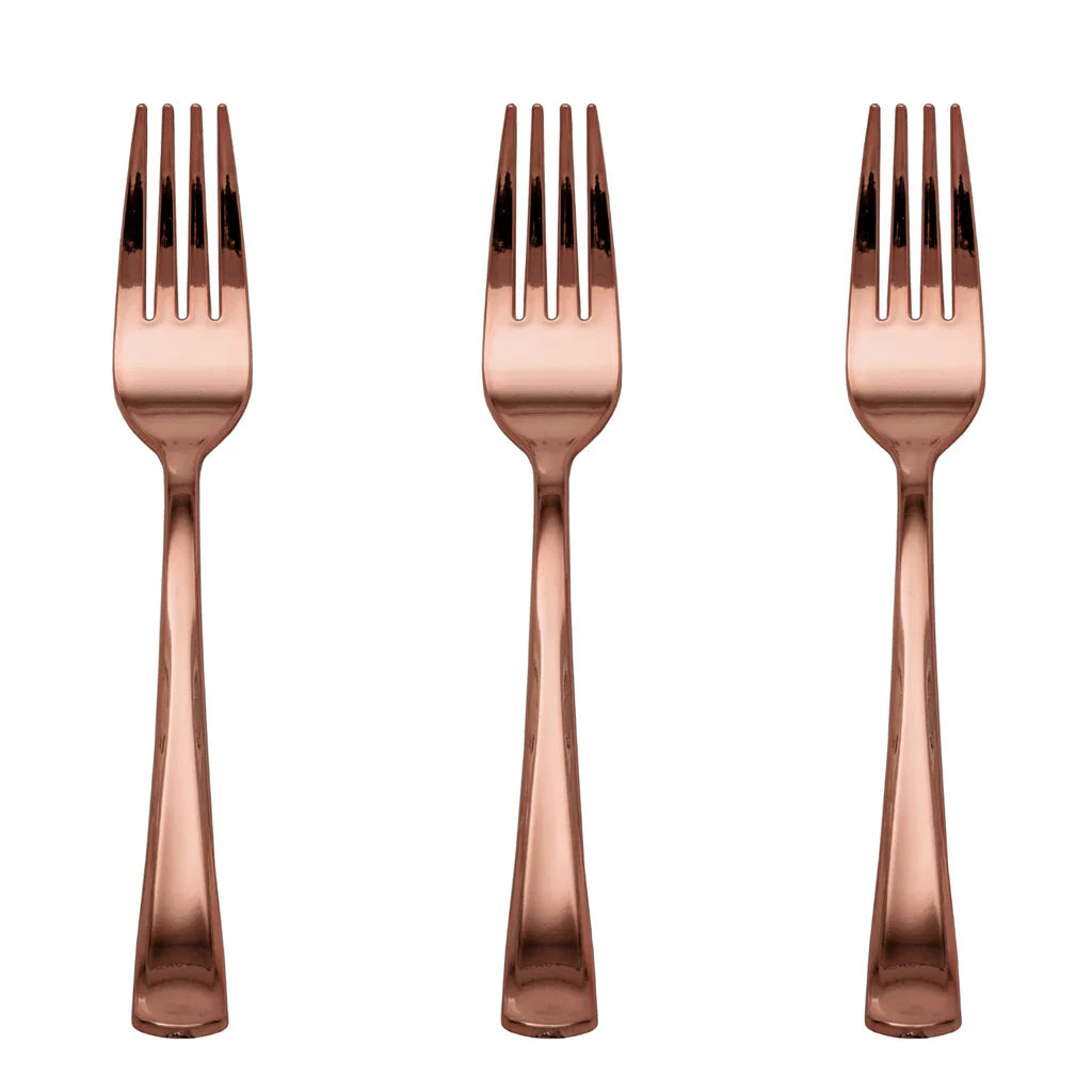 Exquisite Rose Gold Plastic Forks | 480 Count