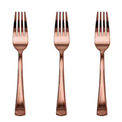 Exquisite Rose Gold Plastic Forks | 480 Count