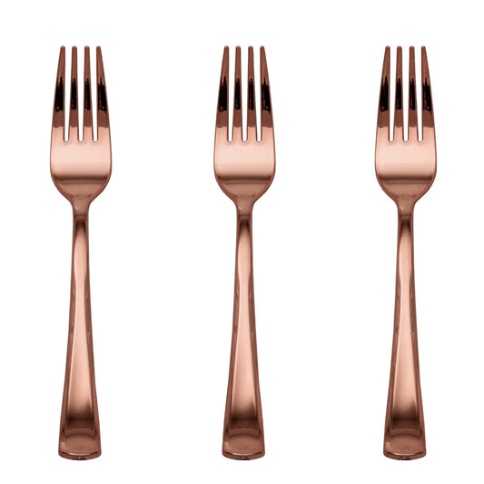 Exquisite Rose Gold Plastic Forks | 480 Count