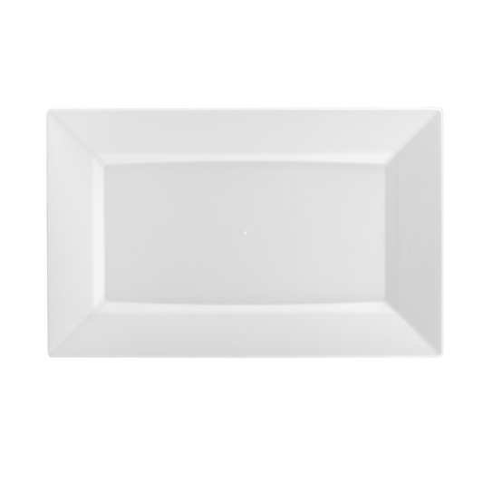 12.75 In. White Rectangular Plastic Plates | 120 Count