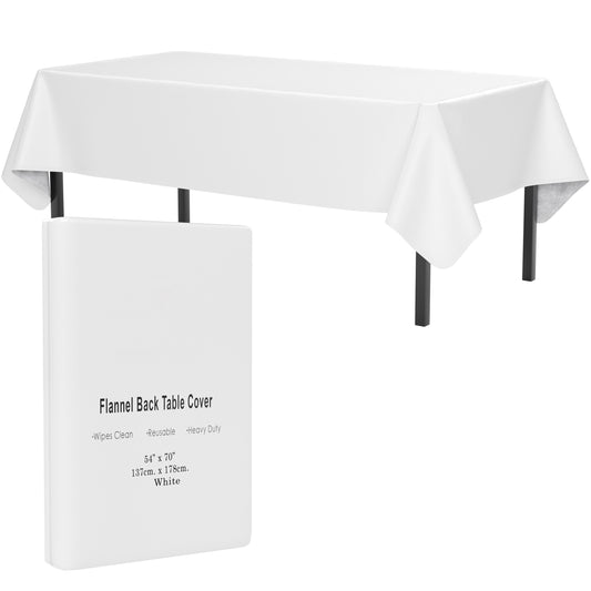 White Flannel Backed Table Cover 54 in. x 70 in.