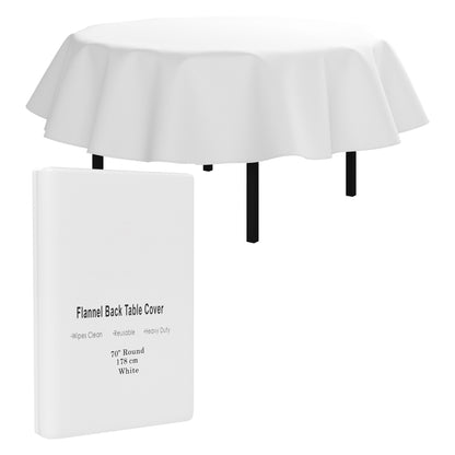 White Flannel Backed Table Cover 70 in. Round