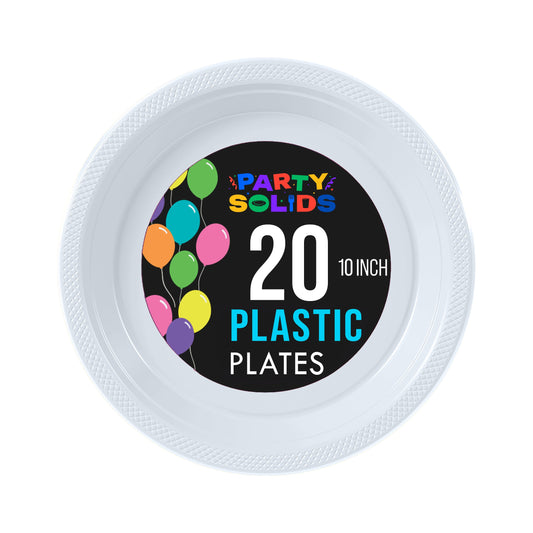 10 In. White Plastic Plates - 20 Ct.