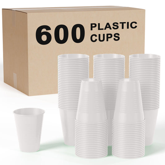 12 Oz. White Plastic Cups | Case of 600