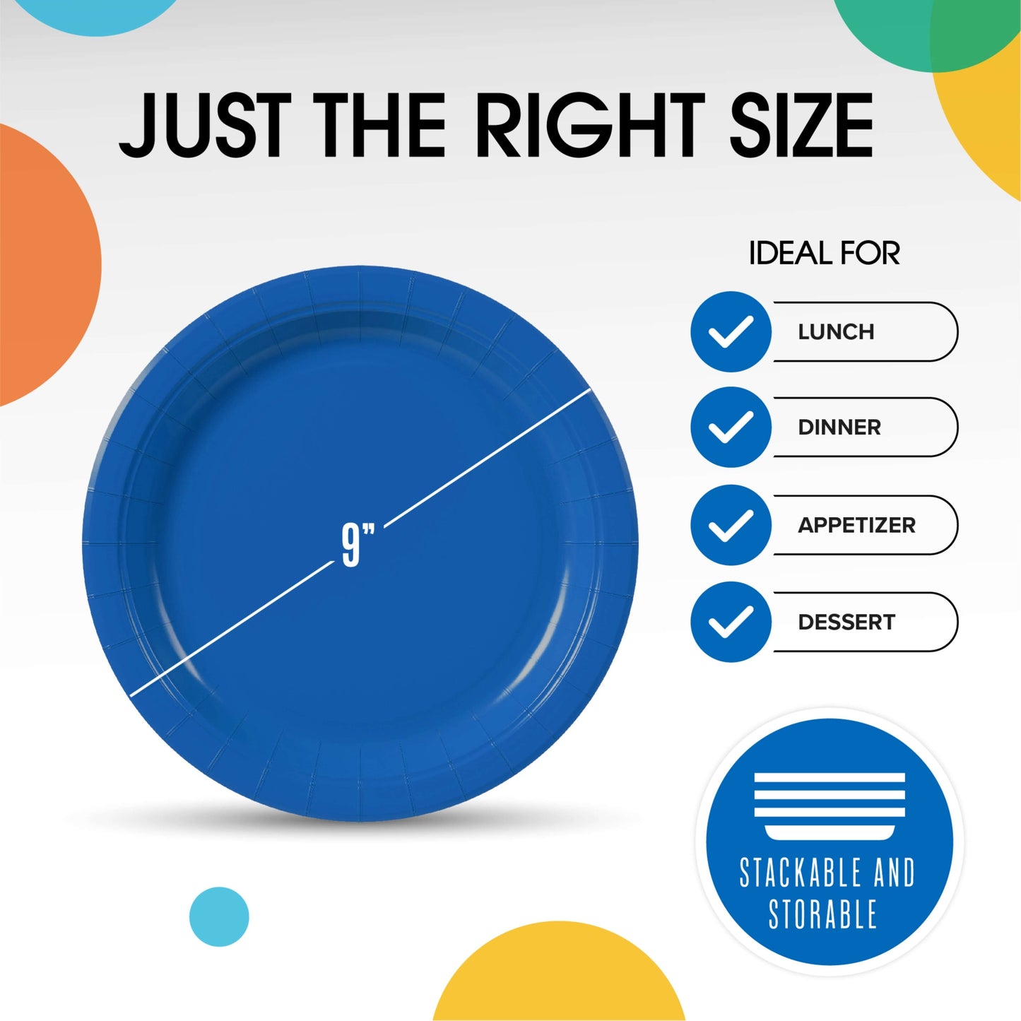 9 In. Dark Blue Paper Plates - 50 Ct.