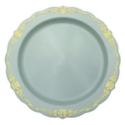 10 In. Robin Blue Victorian Design Plastic Plates | 120 Count