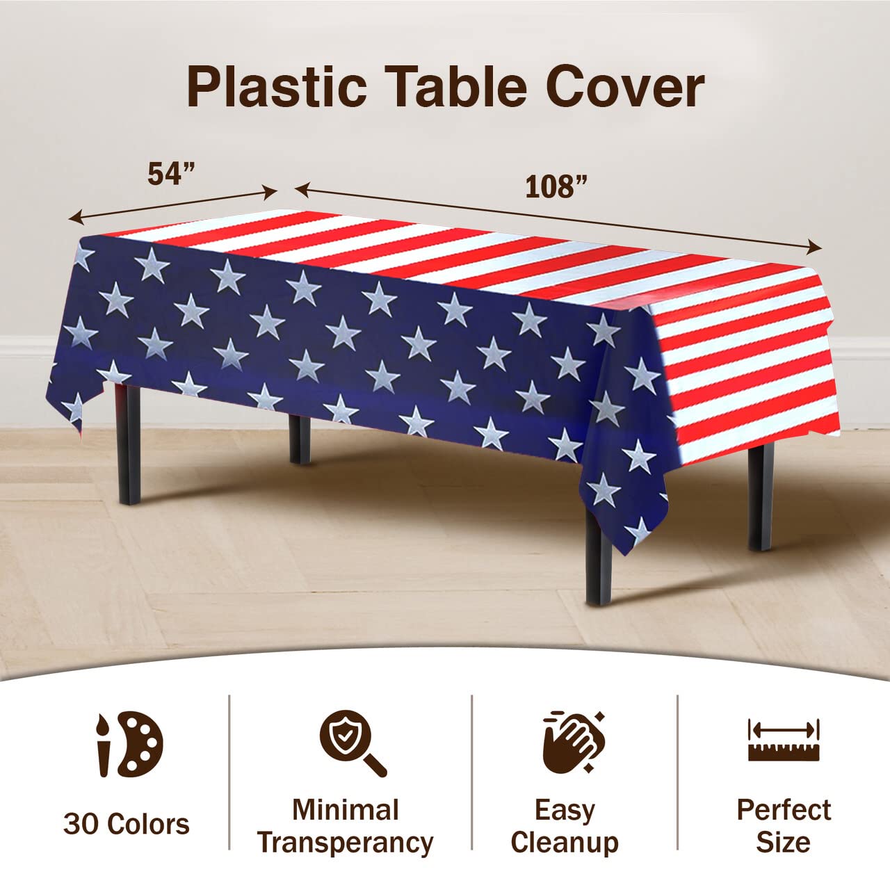 American Flag Plastic Tablecloth | Case of 48