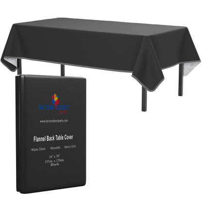 Black Flannel Backed Table Cover 54 In. x 70 In. | Case of 36