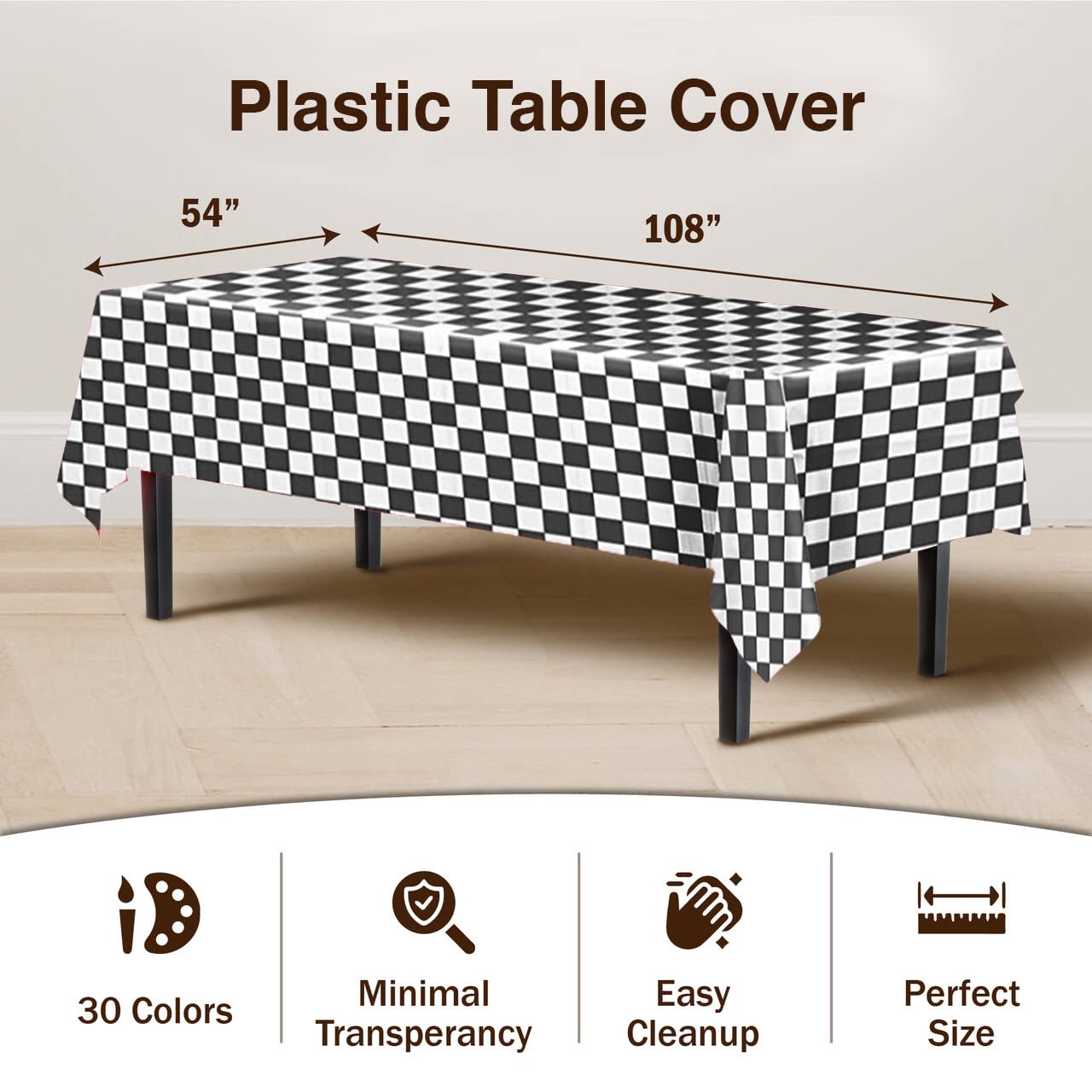 Black/White Checkered Table Cover | Case of 48