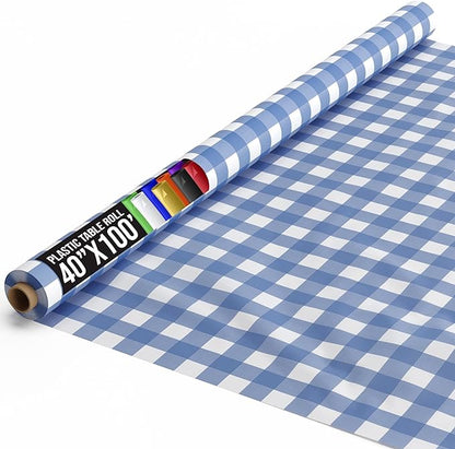 40 In. x 100 Ft. Blue Gingham Table Roll | Case of 6